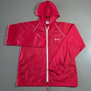 Converse Red Windbreaker Hooded Full Zip Jacket Vintage Style Mens Size M